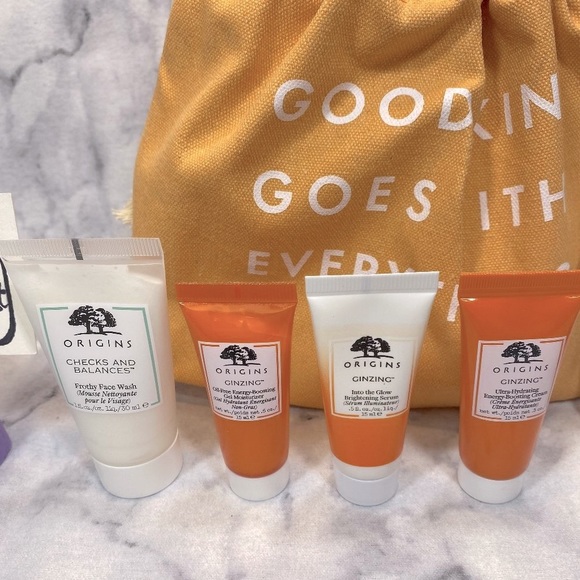 Origins Skincare Gift Set-Orange Bag,Face Wash,Serum,Moisturizer & Cream-5pc-NEW - Picture 3 of 14